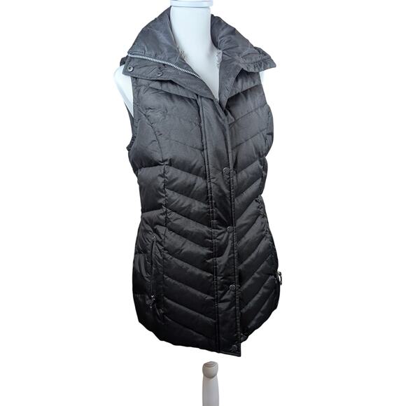 Eddie‎ Bauer longline puffer vest black medium excellent condition fleece-lined - Picture 1 of 6